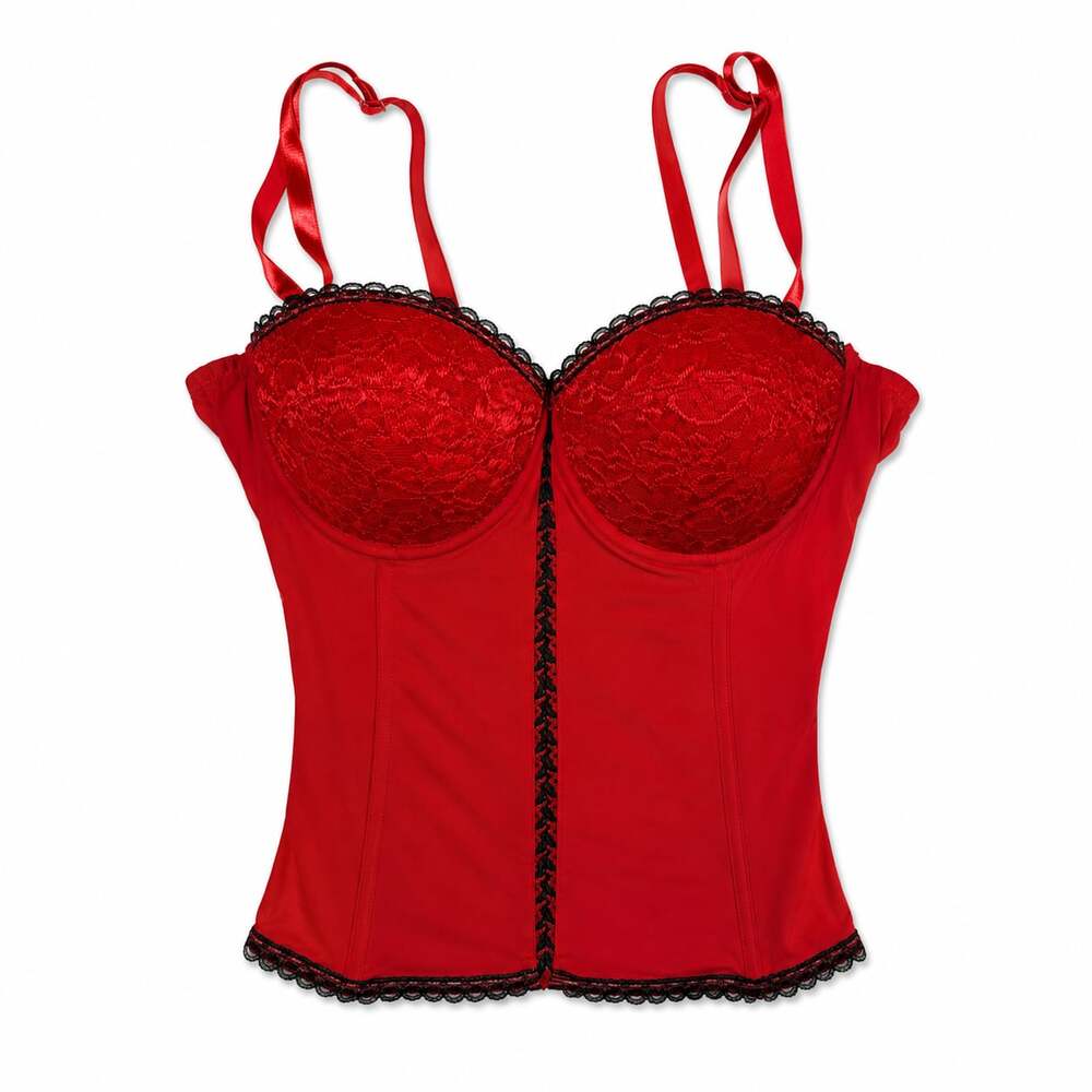 Native Intimates Red Satin and Lace Bustier Corset Top 34C